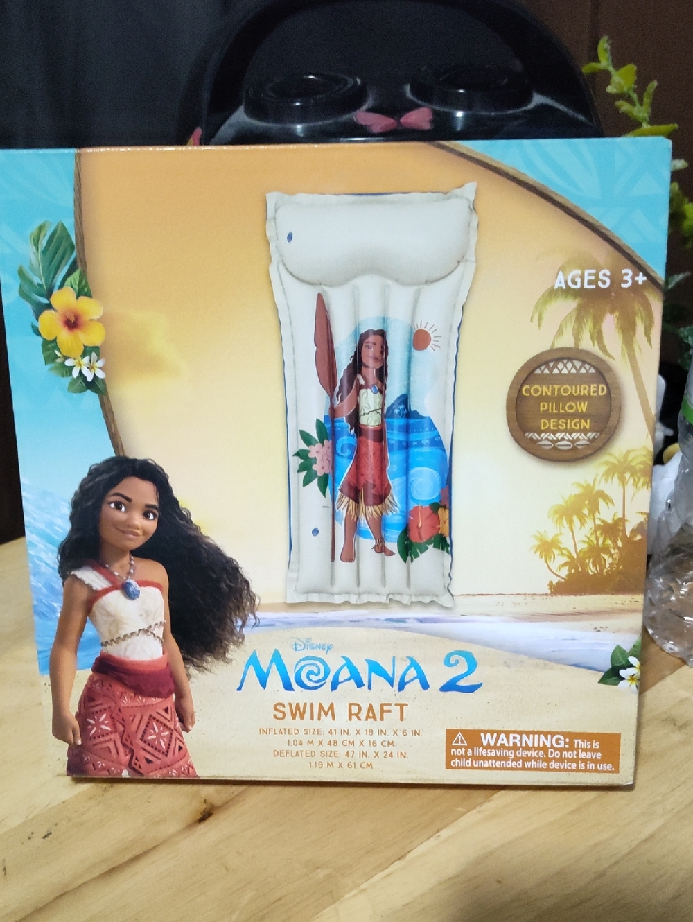 Disney Moana 2 Inflatable Swim Raft - White with Blue and Red Print